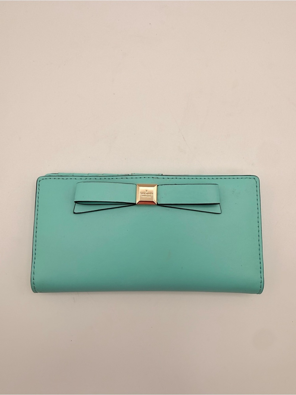 KATE SPADE New York Aqua Bow Wallet Zip Around Continental Wallet Blue